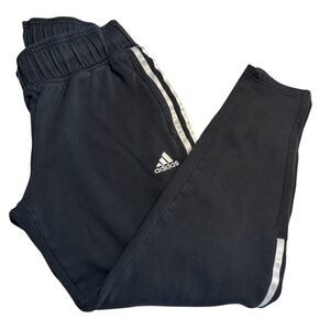 Adidas Joggers Medium Black with White Accents Elastic Waistband Drawstring